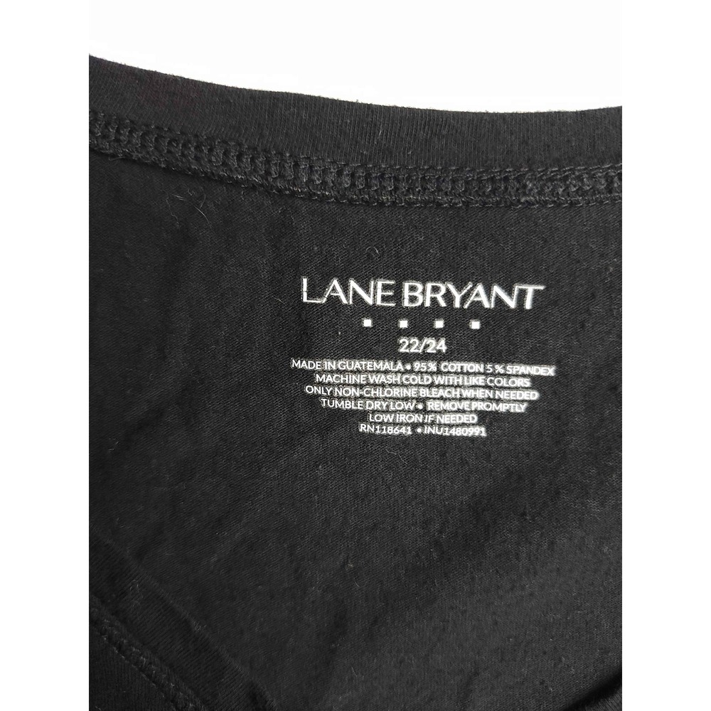 Lane Bryant Black V-Neck‎ Long Sleeve T-Shirt Plus Size 22/24 Cotton Stretch Tee